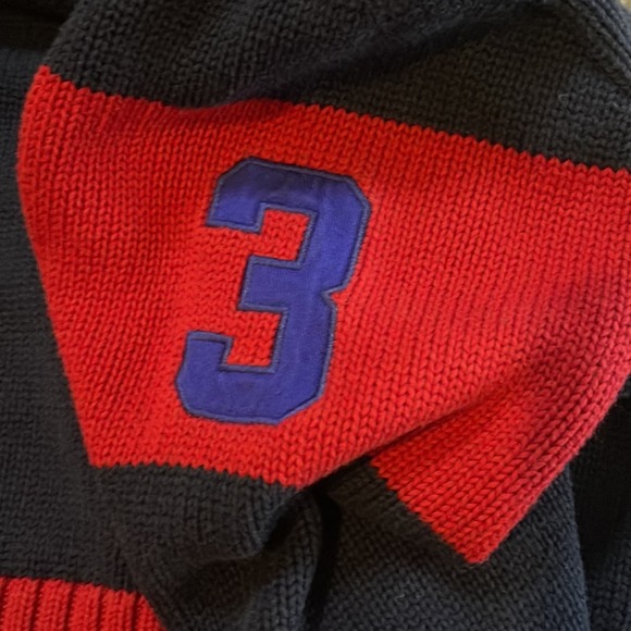 Polo by Ralph Lauren Red and Blue Rugby Striped Sweater Pullover Youth XL 18-20 - Picture 5 of 6